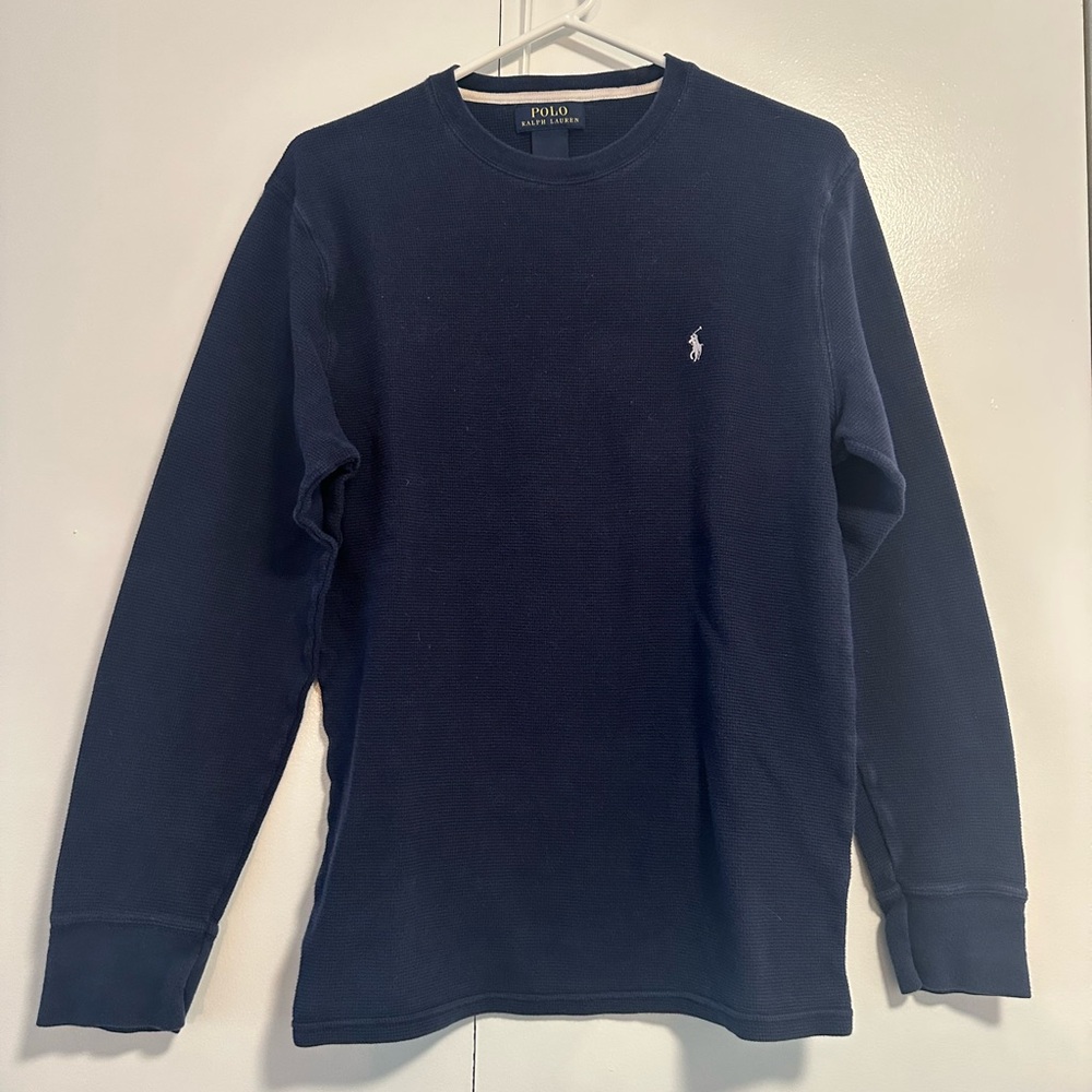 Polo by Ralph Lauren Men's Navy Blue Waffle Henley Shirt Size M